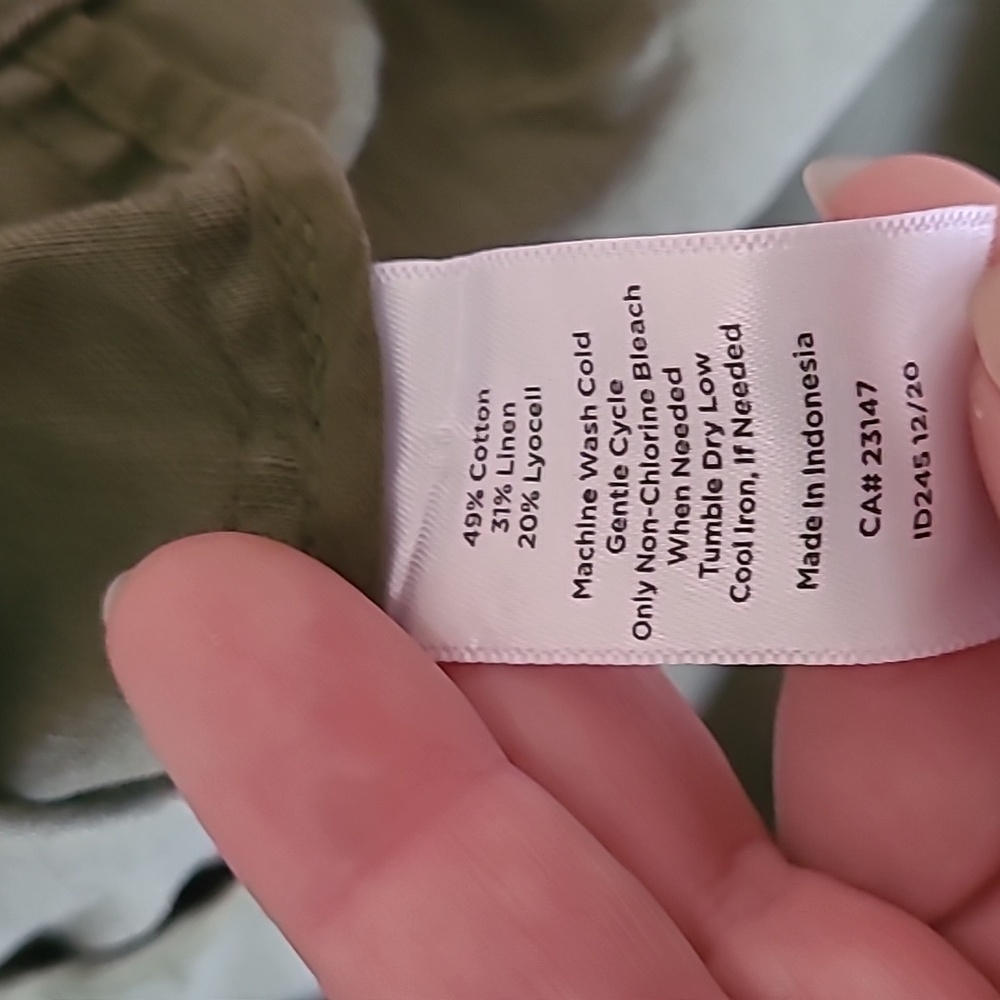 Talbots Linen Cotton Blend Dark Green Utility Lightweight Summer Jacket - Picture 6 of 11